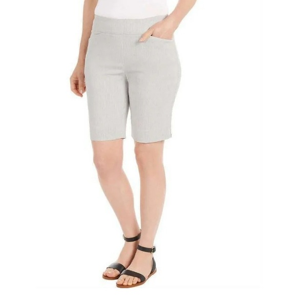 Hilary Radley Gray Bermuda Shorts with Tailored Fit - Picture 1 of 7